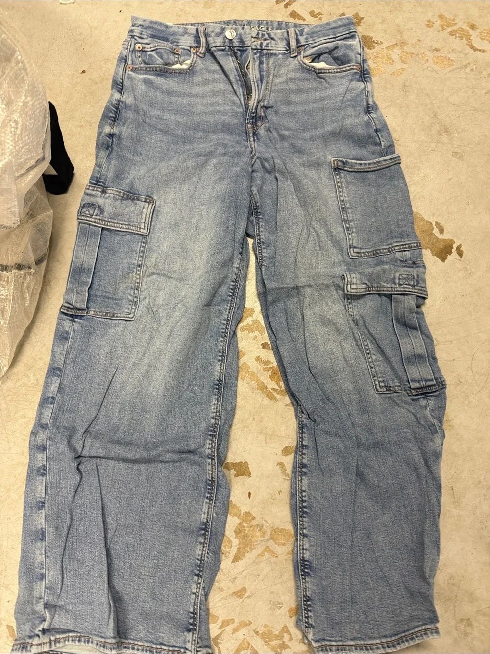 Wide Leg Light Blue Denim Wash Carpenter Jeans American Eagle - Size 12